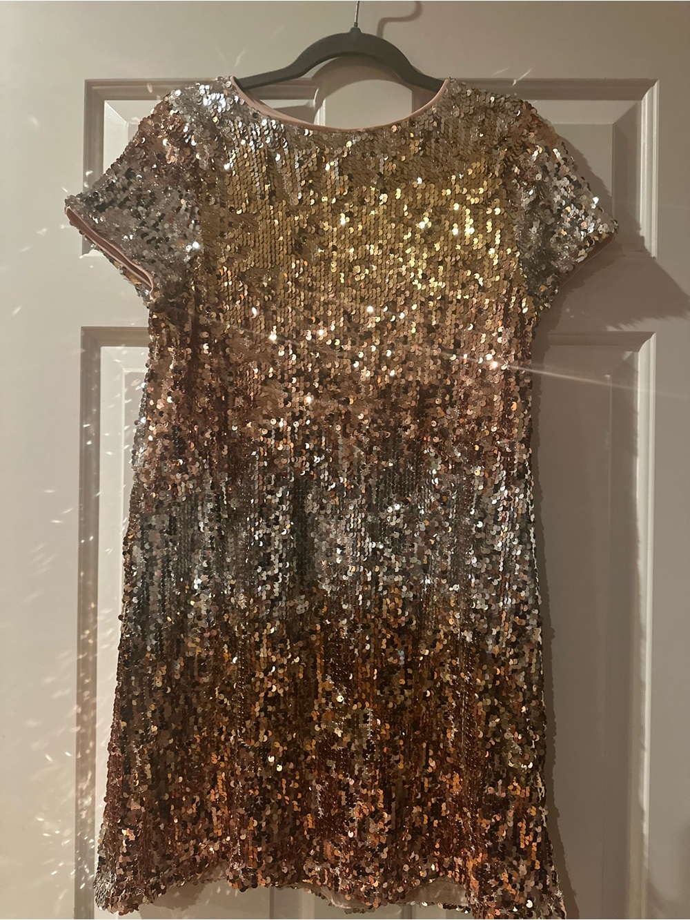 Girls Ombre Sequin Party Dress in Gold and Silver
